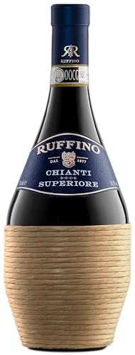 Ruffino Fiasco Chianti Superiore DOCG - Traditioneller toskanischer Rotwein in der Bastflasche (1 x 0,75l)