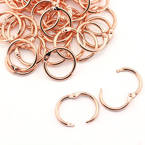 Lind Kitchen 50pcs 1 Rose Gold Book Ring Metal Loose Leaf Book Binder Hinged Buckle Rings Scrapbook Sketchbook Craft Photo Album DIY Binding Ring 25.4mm