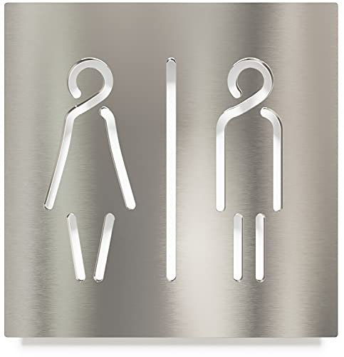 Edelstahl WC-Schild - selbstklebend & pflegeleicht - Design Toiletten-Schild C-02-E