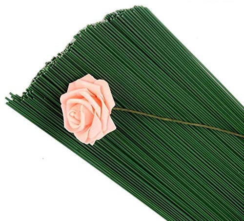 Rmeet Alambre de Tallo,Floral Wire 100 Pack Verde Floristas Alambres de Calibre para Flores Artificiales Boda Decoraciones Artesanía 8MM*40CM 22#