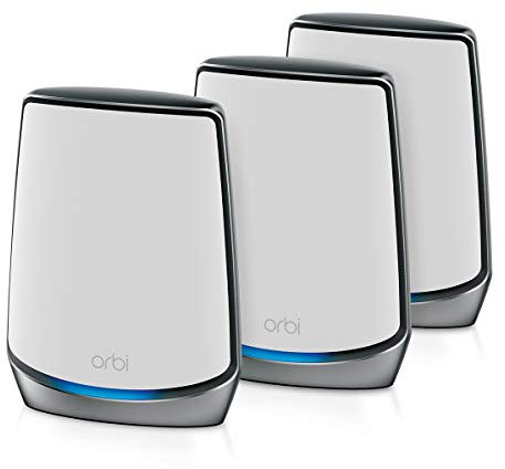 NETGEAR Orbi Whole Home Tri-Band Mesh Wi-Fi 6 System (RBK853) – Routeur avec 2 rallonges satellite, couverture jusqu'à 2 500 pieds carrés, 100 appareils, AX6000 (jusqu'à 6 Gbit/s)
