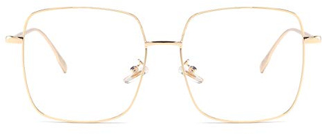 Oversized Blue Light Blocking Glasses for women Square Gold Metal Frame