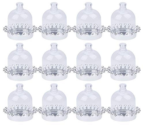NUOBESTY 12st Schokoladenständer Cupcake-display-abdeckung Tortenständer Mini Glasglocke Cake Dome Stehen Plastikkuchendeckel Mini-tortendom Papierbecher Kuchenträger Kuppel Kuchenblech