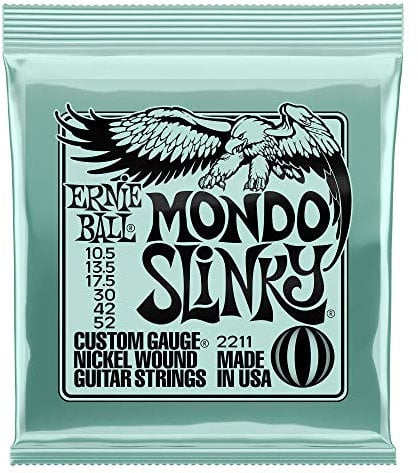 Ernie Ball Mondo Slinky - Cuerdas para guitarra eléctrica, entorchado de níquel, 1 paquete, calibre 10.5-52