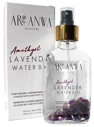 ARI ANWA Skincare® Lavendelwasser Spray Bio mit Amethyst Kristallen - Beruhigendes Gesichtswasser + Körperwasser in Glasflaschen - Ideal auch als Kissenspray - Schlafspray - Gesichtsspray Lavendel