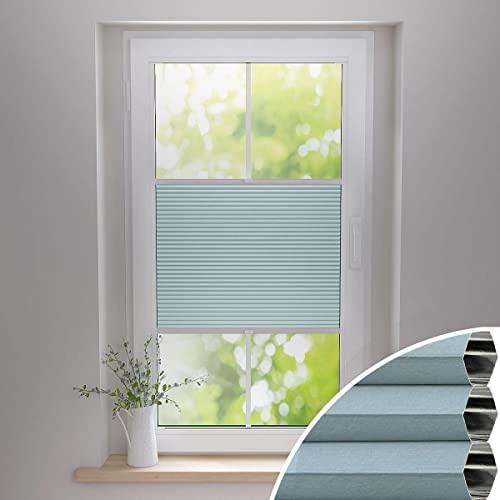 Gardinen21 Thermo Wabenplissee zum Kleben | Waben Plissee im Wunschmaß | Maßgefertigt für Türen & Fenster | Sonnenschutz, Sichtschutz, Schallschutz, 100% Verdunkelung