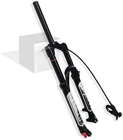 LvTu Mountainbike Vordere Federgabel MTB Luft Gabel 26 27.5 29 Zoll 140mm Federweg Rebound Adjust Ultraleicht Fahrradgabel QR 9mm Schwarz(Straight Remote Lock Out,26 Zoll)