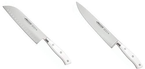 Arcos Riviera Blanc Cuchillo Santoku, 180 mm (estuche) + Riviera Blanc Cuchillo de cocinero, 200 mm (estuche)