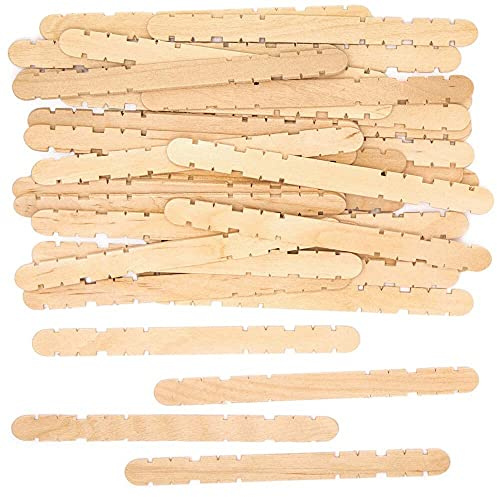Baker Ross FE332 Natural Wooden Construction Sticks - Pack of 200, Wooden Craft Sticks for Kids Arts and Crafts Projects, Ideal for Wood Craft and Modelling
