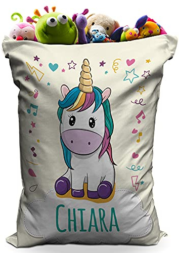 LolaPix Spielzeug-Sack. Personalisierte Geschenke mit Namen. Spieltasche. Verschiedene Ausführungen und Größen. Unicornio