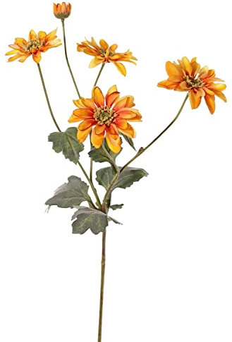 artplants.de Chrysantheme künstlich INDALI, orange-gelb, 65cm, Ø6,5-8cm - Chrysanthemen Kunstblumen