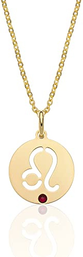 AKA Gioielli® - Sternzeichen Halskette 925 Silber Vergoldet mit Sternzeichen Anhänger und Farbstein für Damen