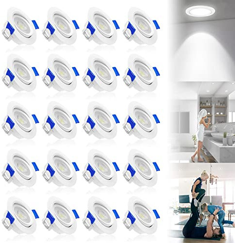 YUENFONG 5W LED Einbaustrahler Deckenleuchte 20er Set, LED Deckenspot Kaltweiß Spotsleuchte flach Einbauleuchten, IP21 Deckenstrahler für Wohnzimmer Küche Schlafzimmer