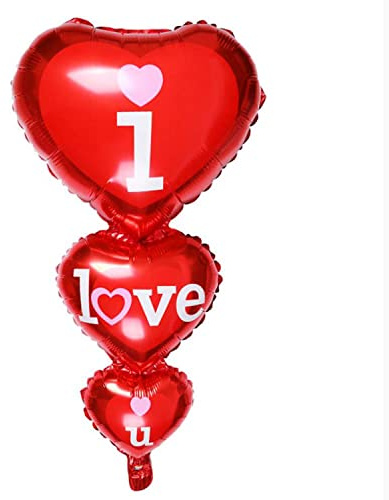 Folienballon Herz 45 cm Luftballon Hochzeit Helium Ballon Heliumballon Deko Liebe XL Geburtstag Party Deko Dekoration bunt JGA Partydeko- Kopper-24 - I love you rot