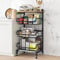 UMDONX Vegetable Storage Rack Kitchen Trolley on Wheels, 4 Tier Rolling Cart Veg Fruits Organiser, Durable Metal Black Heavy-duty