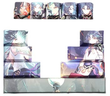 Benemate 12 Tastenkappen-Set, 5-seitige Farbsublimation, PBT Tastenkappen, Cherry Profile Custom Keycaps für DIY Cherry MX mechanische Gaming-Tastaturen, Genshin Impact Xiao