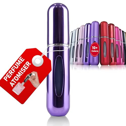 La Lune Perfume Atomiser - Travel Essential, Refillable Perfume Travel Bottle, Atomiser Spray Bottle (5 ml) 18 Colors (Violet (Glossy))