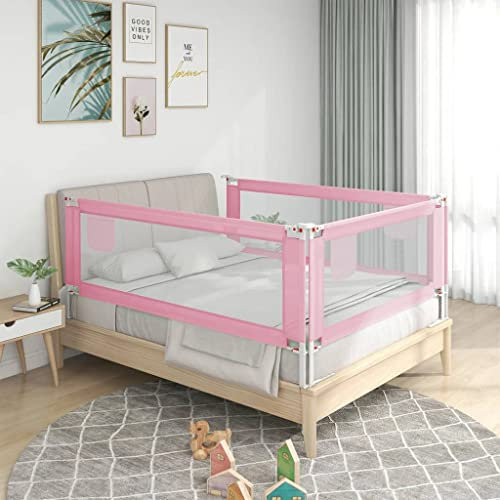 INLIFE Kleinkind-Bettschutzgitter Rosa 190x25 cm Stoff,3.11kg,10205