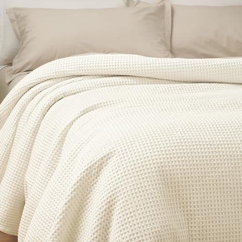 PHF Decke aus 100% Baumwolle, Waffelgewebe, Doppelbettgröße, 167,6 x 228,6 cm, leicht, gemütlich, gewaschen, weich, atmungsaktiv, toller Überwurf für Couch, Bett, Sofa, Elegante, ästhetische