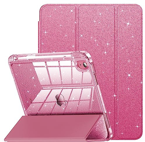 INFILAND Funda para iPad 10ª Generación 2022 de 10,9 Pulgadas con Soporte para bolígrafo, Funda Brillante antichoque con Cubierta Trasera Transparente (Rosa)