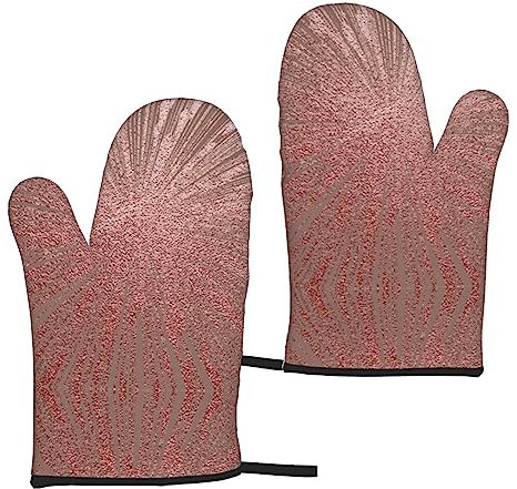 Rose Gold Pink Kitchen Oven Mitts Sets of 2, Durable Kitchen Gloves, Heat Resistant Microwave Gloves for Cooking/Baking/BBQ