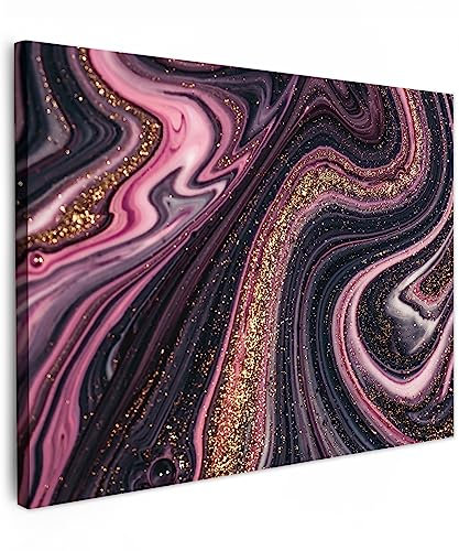 MuchoWow© Impression sur Toile Decoration Murale Peinture 40x30 cm Tableaux Decoratifs Muraux Décoration Chambre Look marbre - Rose - Violet - Or - Luxe - Marbre