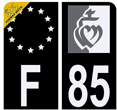 HADEXIA Aufkleber für Nummernschild, Motorrad, 85, Motiv: Vendéen-Flagge, Schwarz