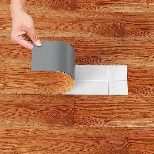 Eulenke PVC Bodenbelag Selbstklebend Vinylboden ca.5 m², Rutschfeste Dekor, Selbstklebende Dielen für Fußbodenheizung, Wasserfest Schwer Entflammbar Holzoptik(35 Fliesen, Eiche Classic Warm)