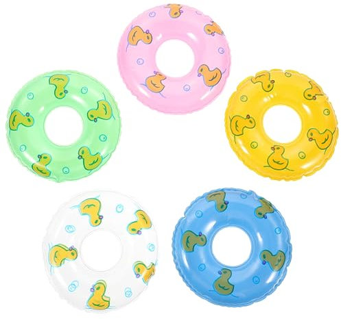 5pcs Miniature Duck Swimming Ring Ornaments - Mini Swimming Float for 1 6 or 1 12 Dollhouses Cute Decor for Diy Projects and Photography Props