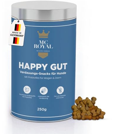 MC-Royal® Hundeleckerli für Hunde mit Probiotika, 250g [100% natürliche Inhaltsstoffe] für Darmsanierung, Verdauung, Entwurmung, Darmflora aufbauen, Kautabletten
