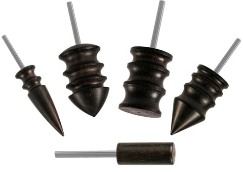 5pcs Leather Burnisher Bits for Rotary Tool, 5 Styles Leather Burnishing Tool Polished Head Ebony Burnishing Machine Accessories for Leather Craft Edges