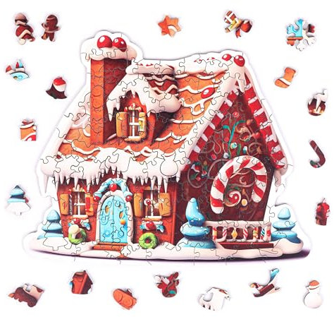 Milliwood Weihnachtliche Puzzles - Christmas Weihnachten Serie - Puzzles für die Ganze Familie - Zauberhafte Holzpuzzles - Lebkuchen - 100 Elemente