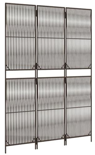 vidaXL Paravent 3-TLG. Braun Poly Rattan