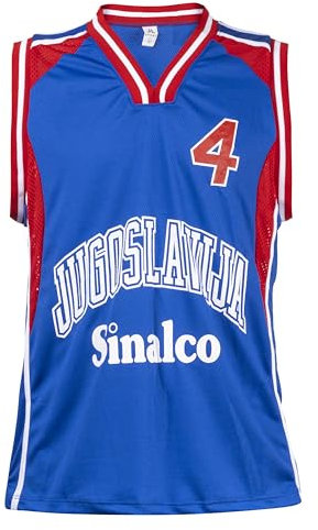 Champ Dejan Bodiroga 4 Jugoslawien Basketball Blaues Trikot ärmellos Sport Retro XXL