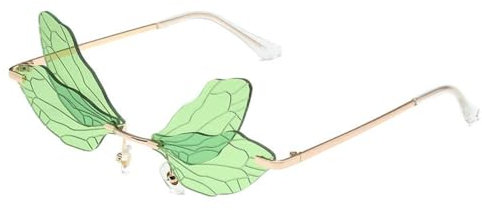 LEEQ Vintage Randlose Dragonfly Sonnenbrille - Retro Flügel geformt Schmetterling Feenhafte Schatten Brille Fashion Party Brillen für Damen Herren