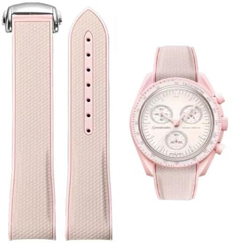 Danxancy Bracelets pour Montre Omega x Swatch MoonSwatch,Courbe Sans Soudure,Bracelet de Rechange Silicone Caoutchouc 20mm boucle déployante Bracelets de Remplacement pour Homme Femme