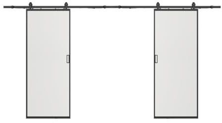 Vente-unique - Puertas correderas doble exterior pared 2 x H205 x L63 cm Aluminio y vidrio templado esmerilado - LINCI II