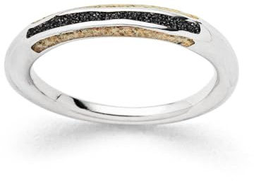DUR Schmuck Ring „Wellenspiel“ mit Strandsand & Lavasand – rhodiniertes 925er Silber – handgefertigt – maritimer Schmuck, Gr. 54, R5987.54