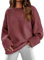 Jhsnjnr Womens Oversized Knitted Jumpers Round Neck Long Sleeve Jumper Loose Chunky Pullover Sweater Knitwear Fuchsia
