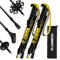 DOBESTS Wanderstöcke, Nordic Walking Stöcke Aluminium, mit extra Gummipuffer und Tragebeutel, Faltbare Leichte Trekkingstöcke für Damen und Herren, Wanderstock Verstellbar 110cm-130cm, Schwarz/Gelb