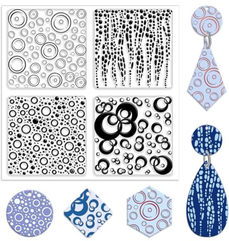 CHGCRAFT Polymer Ton Texturblätter Bubble Ton Modelliermuster Pad Silikon Ton Texturmatte Transparenter Ton Polymer Ton Textur Silikonmatte Ohrringen Und Schmuck, 5,5x5,5 Zoll