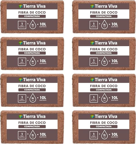 Fibra de Coco para Plantas Natural 8 x 10L | Sustrato de Coco ecológico para Plantas, huerto Urbano, semilleros, Grow y vermicomposteras