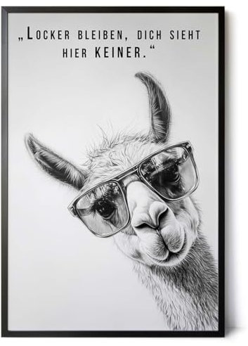 Paul Sinus Poster/Leinwandbild/Rahmenoption Lustiges Lamabild – Coole Klo-Deko fürs Gäste-WC – Perfekt für Humorvolle
