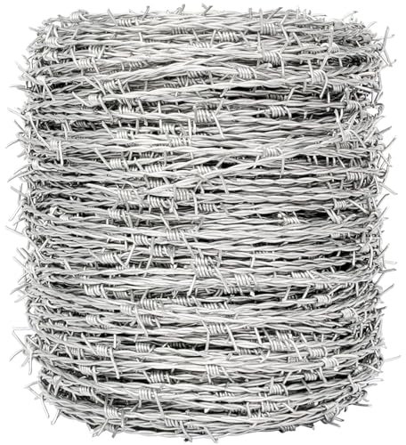 Filo Spinato Rotolo 10m 2.5mm, Rotolo di Filo Spinato per Recinzione, Recinzione in Filo di Acciaio Zincato per Esterni, Recinzione, Artigianato