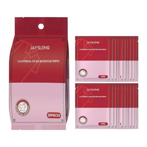 Clothes Stain Removal Wipes, Individual Wrapped Cleaning Wipes,Laundry Stain and Spot Remover,No Dry Cleaning Food, Instant Stain Remover Wipes for Grease Off Laundry, Underwear, Fabric (20pcs)
