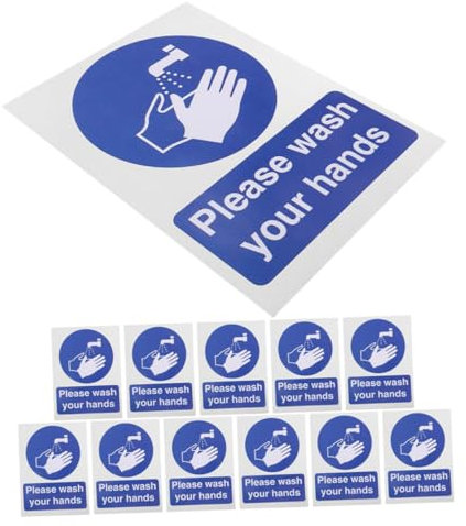 DINHEAROM 12stücke Pack Waschhandschilder Für Badezimmer Badezimmer-wanddekorationen Aufkleber Zum Händewaschen Badezimmer-wandaufkleber Badezimmertürschilder