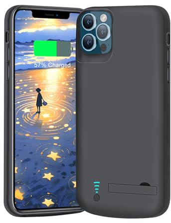 BAHOND New Version Battery Case for iPhone 12 / iPhone 12 Pro, 5000mAh Rechargeable Extended Battery Charging Charger Case, Add 100% Extra Juice (6.1 Inches) Black
