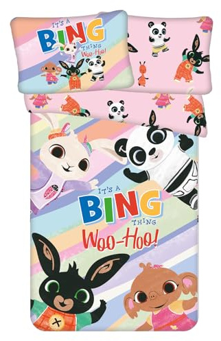 Jerry Fabrics Bing Baby Bettwäsche-Set | Kinderbettgröße Bettbezug 100x135 cm + Kissenbezug 40x60 cm | 100% Baumwolle | Weiches Bettwäsche-Set für Baby oder Kleinbett