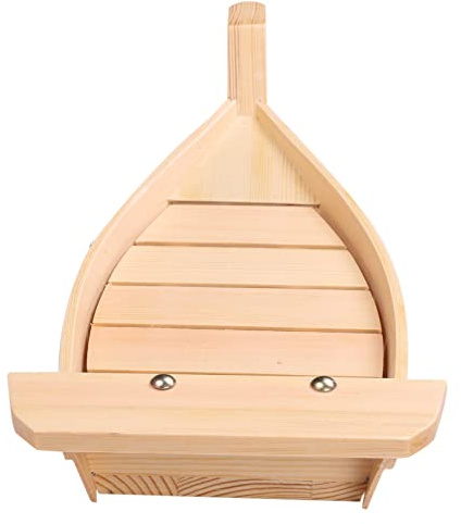 SweetSerenade 42 x 17 x 7,5 cm Cuisine japonaise Bateaux à sushi Outils en bois faits à la main Simple Navire Sashimi Assortis Plats froids Vaisselle Bar