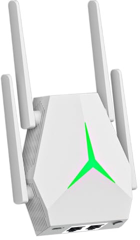 5G Repeteur WiFi sans Fil 1200Mbps Amplificateur WiFi,4 Antennes,Répéteur WiFi avec 2 Ports LAN Gigabit,Couvrant de 10000 sq.ft,Répéteur WiFi/Routeur/AP 3 in 1,pour la Maison et Le Bureau (Blanc)
